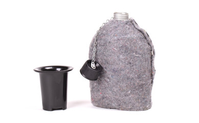 Old vintage metal bottle (isolated)