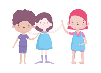 smiling group little kids cartoon characters