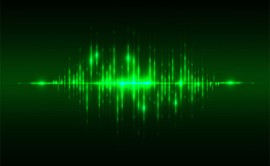 Abstract sound background concept linear and polygonal pattern shapes on dark green background. Illustration Vector design digital technology.
