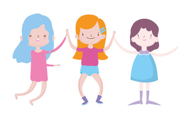 group little girls friends cartoon character