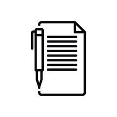 Black line icon for note file 