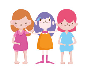 group little girls friends cartoon character