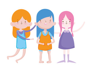 group little girls friends cartoon character