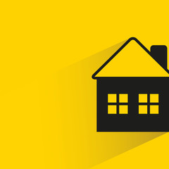 house building with drop shadow yellow background