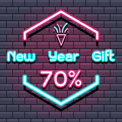 Created new year gift sale on brick wall background