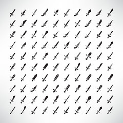 big collection of sword, dagger and knife icons vector
