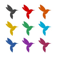 Nature bird logo color icon set isolated on white background