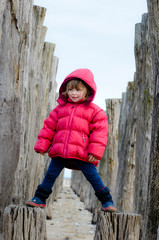 pretty girl on northern beaches in winter