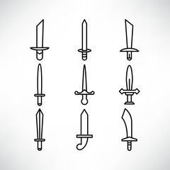 sword and rapier icons set line design
