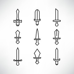 sword and rapier icons set line design