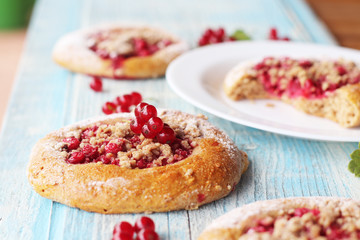 Fresh baked homemade red currant mini pies