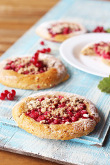 Fresh baked homemade red currant mini pies