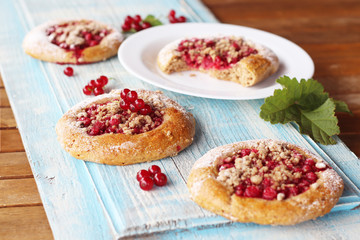 Fresh baked homemade red currant mini pies