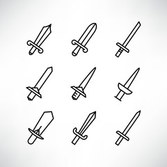 sword icons set line design