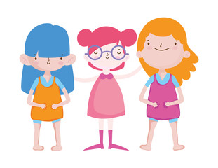 group little girls friends cartoon character