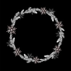 Christmas and happy new year floral wreath