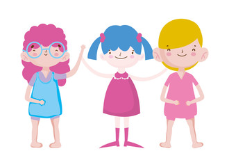 smiling group little kids cartoon characters