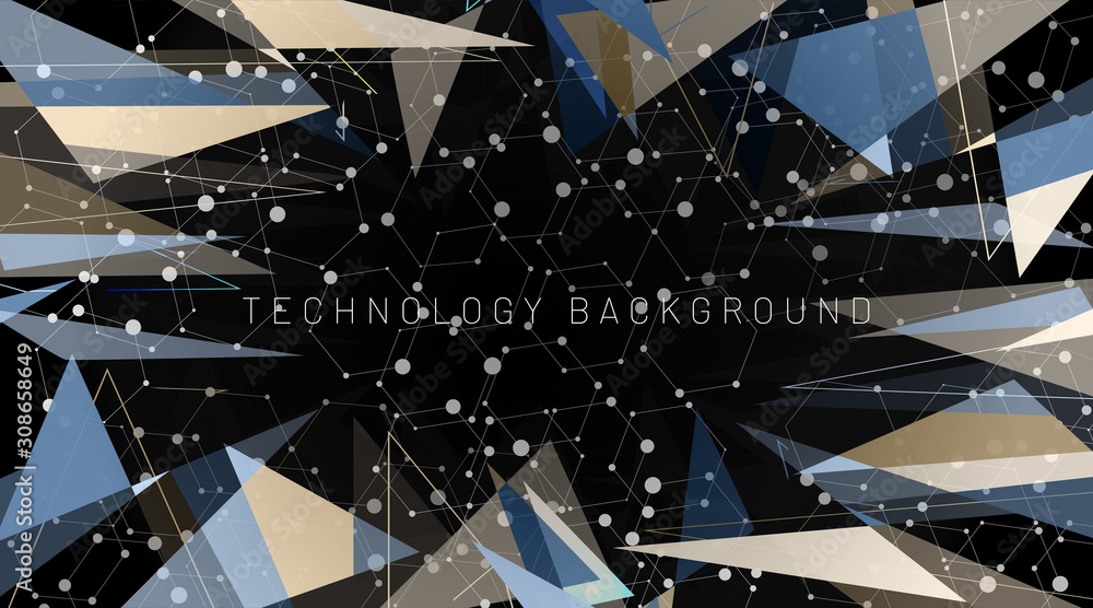 Wall mural abstract vector background. polygonal space low poly background with line and dot . vector illustrat