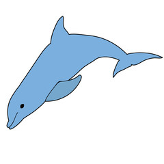 vector, isolated, marine dolphin, blue