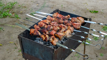BBQ  meat on barbecue for family dinner