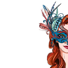 Portrait of pretty woman in luxury carnival mask © nurofina