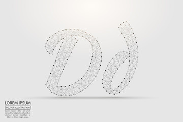 English letters abstract font consists 3d of triangles, lines, dots and connections. Vector illustration EPS 10.