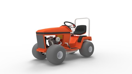 3d rendering of a lawnmover racing machine isolated in studio background