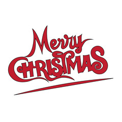 Merry Christmas hand drawn lettering isolated element