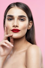 beautiful woman bare shoulders clean skin