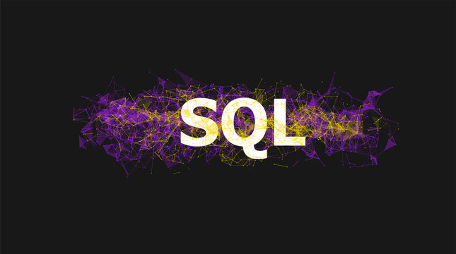 SQL database banner with colorful plexus design