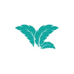 Mint leaves flat vector color icon