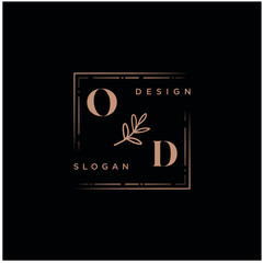 OD Beauty vector initial logo, handwriting logo of initial signature, wedding, fashion, jewerly, boutique, floral and botanical with creative template for any company or business