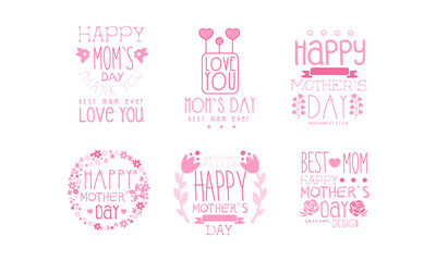 Mother Day Greeting Labeles and Logos Vector Set