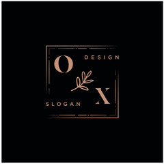 OX Beauty vector initial logo, handwriting logo of initial signature, wedding, fashion, jewerly, boutique, floral and botanical with creative template for any company or business