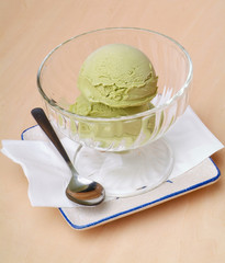 ice cream or green tea ice cream scoop on background new.
