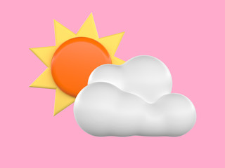 3d rendering cartoon style pink background weather season sun cloud