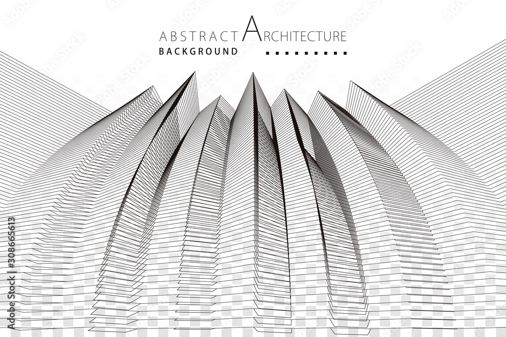 Aufkleber 3d illustration architecture building construction perspective design abstract background.