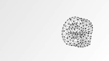 Alphabet letter e. Abstract digital wireframe, low poly mesh, Raster white origami 3d illustration. Design of a lowercase letter. Banner, template or a pattern. Triangle, line, dot