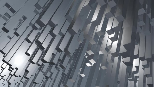 Bright grey cube background. Pattern for business presentation design. 3D render seamless animation loop. Feeling strong and massive pressure. Minimalist idea of design.