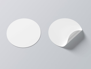 Circular sticker mockup isolated on grey background 3D rendering