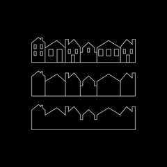 city, vector icon, background, black and white silhouette. set