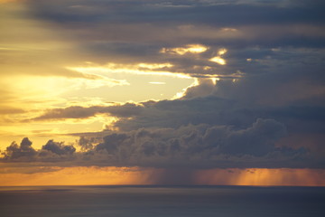 stormy sunset over the sea in La Réunion, France