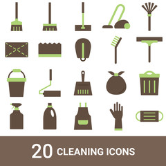 商品アイコン　掃除道具　カラー　20セット