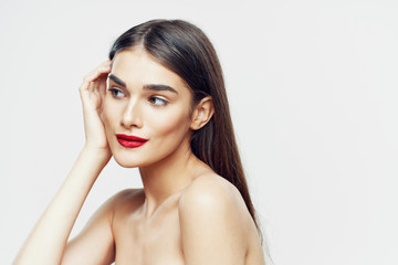 Naklejka premium beautiful woman bare shoulders clean skin