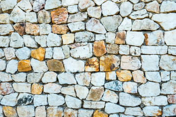 The texture and pattern of the stone wall