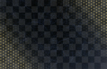 緑と黒の市松模様の和紙テクスチャ背景素材 Wall Mural Rrice