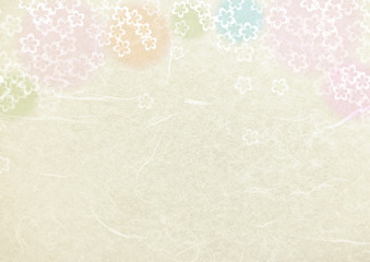 桜模様の和紙テクスチャ背景素材-カラフルポップ