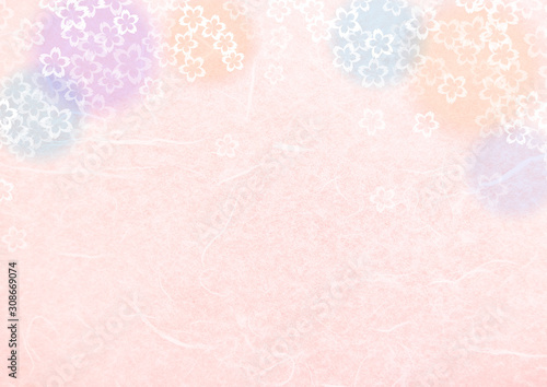 桜模様の和紙テクスチャ背景素材 ピンク色 Wall Mural Rrice