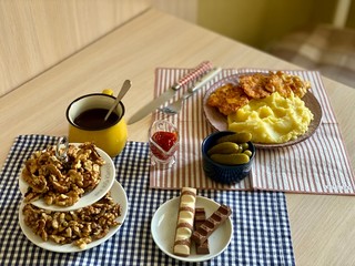 Homemade breakfast in the kitchen