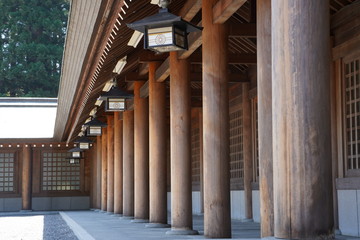 Japanese temple pillars and lantern